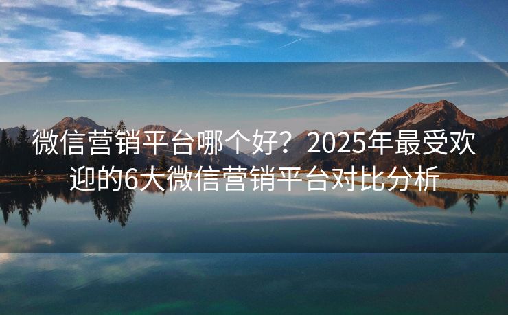 微信营销平台哪个好？2025年最受欢迎的6大微信营销平台对比分析